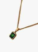 Danielle | Rectangular Pendant Necklace – Everyday Chain Framed Stone Detail