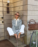 Darcie | Striped Polo Top – Collared Button Placket Long Sleeve