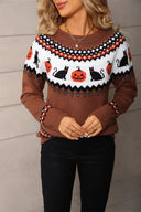 Darcy | Halloween Knit Sweater – Pumpkin Cat Crew Neck Long Sleeve Pattern