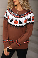 Darcy | Halloween Knit Sweater – Pumpkin Cat Crew Neck Long Sleeve Pattern