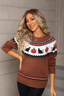 Darcy | Halloween Knit Sweater – Pumpkin Cat Crew Neck Long Sleeve Pattern