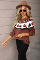 Darcy | Halloween Knit Sweater – Pumpkin Cat Crew Neck Long Sleeve Pattern
