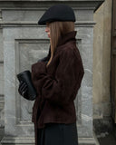 Deborah | Belted Suede Jacket – Button Front Long Sleeve Casual Wear