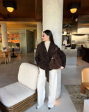 Deborah | Belted Suede Jacket – Button Front Long Sleeve Casual Wear