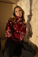 Delaney | Paisley Zip Up Cardigan – High Collar Long Sleeve Everyday Layering