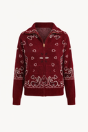 Delaney | Paisley Zip Up Cardigan – High Collar Long Sleeve Everyday Layering