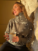 Delaney | Paisley Zip Up Cardigan – High Collar Long Sleeve Everyday Layering