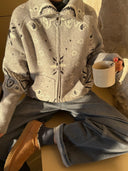 Delaney | Paisley Zip Up Cardigan – High Collar Long Sleeve Everyday Layering