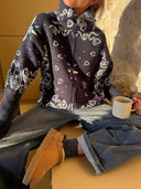Delaney | Paisley Zip Up Cardigan – High Collar Long Sleeve Everyday Layering