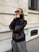 Delaney | Paisley Zip Up Cardigan – High Collar Long Sleeve Everyday Layering