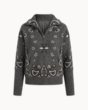 Delaney | Paisley Zip Up Cardigan – High Collar Long Sleeve Everyday Layering