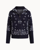 Delaney | Paisley Zip Up Cardigan – High Collar Long Sleeve Everyday Layering