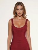 Delara | Metallic Mini Dress – Evening Scoop Neck Wide Strap Sleeveless