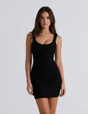Delara | Metallic Mini Dress – Evening Scoop Neck Wide Strap Sleeveless