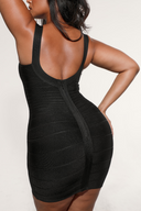Delara | Metallic Mini Dress – Evening Scoop Neck Wide Strap Sleeveless