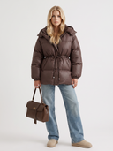 Delcie | Quilted Puffer Jacket – Winter Hooded Drawstring Waist Zip Front