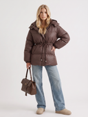 Delcie | Quilted Puffer Jacket – Winter Hooded Drawstring Waist Zip Front