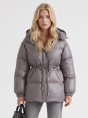 Delcie | Quilted Puffer Jacket – Winter Hooded Drawstring Waist Zip Front