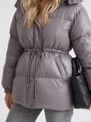 Delcie | Quilted Puffer Jacket – Winter Hooded Drawstring Waist Zip Front