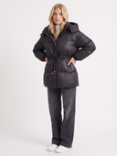 Delcie | Quilted Puffer Jacket – Winter Hooded Drawstring Waist Zip Front