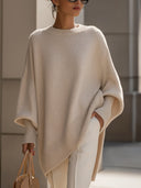 Delilah | Oversized Knit Sweater – Crew Neck Batwing Sleeves Ribbed Trim