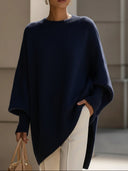 Delilah | Oversized Knit Sweater – Crew Neck Batwing Sleeves Ribbed Trim