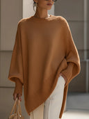 Delilah | Oversized Knit Sweater – Crew Neck Batwing Sleeves Ribbed Trim
