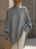 Delilah | Oversized Knit Sweater – Crew Neck Batwing Sleeves Ribbed Trim