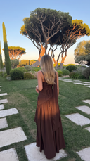 Delphine | Formal Solid Maxi Dress – Wedding Guest Scarf Neck Pleated Slit