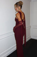 Djenna | Strapless Bodycon Maxi – Choker Neck Gloves Included Evening Dress Set