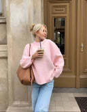 Dove | Oversized Knit Sweater – Crew Neck Drop Shoulder Balloon Sleeves