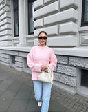 Dove | Oversized Knit Sweater – Crew Neck Drop Shoulder Balloon Sleeves