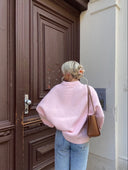 Dove | Oversized Knit Sweater – Crew Neck Drop Shoulder Balloon Sleeves