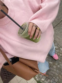 Dove | Oversized Knit Sweater – Crew Neck Drop Shoulder Balloon Sleeves