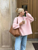 Dove | Oversized Knit Sweater – Crew Neck Drop Shoulder Balloon Sleeves