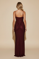 Eden | Sequin Maxi – Square Neck Ruched Twist Bodycon Prom Evening Dress