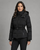 Eira | Belted Hooded Puffer Jacket – Winter High Collar Zip Front Pockets