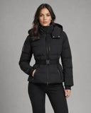 Eira | Belted Hooded Puffer Jacket – Winter High Collar Zip Front Pockets