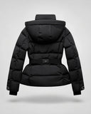 Eira | Belted Hooded Puffer Jacket – Winter High Collar Zip Front Pockets