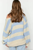 Elaina | Oversized Striped Sweater – Boat Neck Chunky Knit Long Sleeve