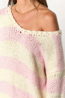 Elaina | Oversized Striped Sweater – Boat Neck Chunky Knit Long Sleeve