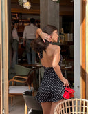 Eleanor |  Polka Dot Mini – Halter Neck Open Back Body-Con Going Out Party Dress
