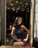 Eleanor |  Polka Dot Mini – Halter Neck Open Back Body-Con Going Out Party Dress