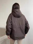 Eleni | Hooded Utility Jacket – Casual Drawstring Waist Long Sleeve Pockets