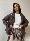 Eleni | Hooded Utility Jacket – Casual Drawstring Waist Long Sleeve Pockets