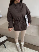 Eleni | Hooded Utility Jacket – Casual Drawstring Waist Long Sleeve Pockets