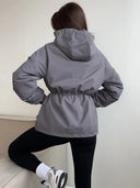 Eleni | Hooded Utility Jacket – Casual Drawstring Waist Long Sleeve Pockets