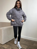 Eleni | Hooded Utility Jacket – Casual Drawstring Waist Long Sleeve Pockets