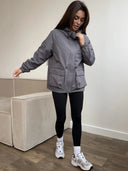 Eleni | Hooded Utility Jacket – Casual Drawstring Waist Long Sleeve Pockets