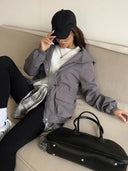 Eleni | Hooded Utility Jacket – Casual Drawstring Waist Long Sleeve Pockets